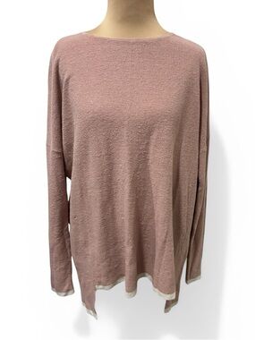 Eileen Fisher Italian Yarn Organic Linen Blend Dusty Rose Knit Sweater Medium